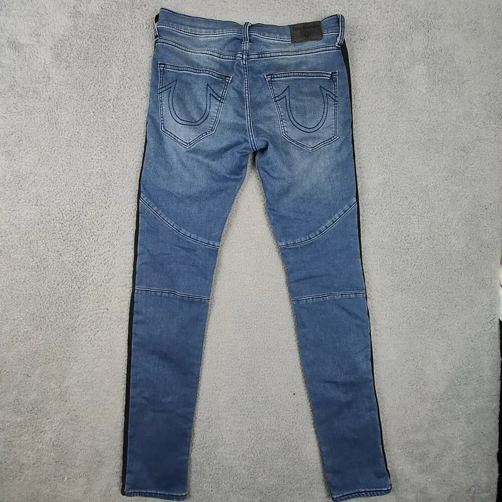 True Religion Rocco Jeans Mens 30X33 Blue Relaxed Skinny Jeans Denim Retro Look